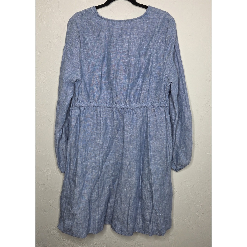 *NEW w/Tags Boden 100% Linen Dress Bohemian Resort USA Boho Blue Size 12R Beach - Picture 7 of 10
